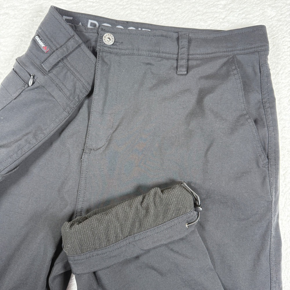 Gerry Lined Hiking Pants Mens 38x32 Black Nylon Stretch Fleece Lined 1426184